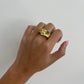 Chunky Gemstone Ring, statement ring irregular chunky, hammered textured gold ring, large gold ring, eccentric ring, unique ring, thick ring