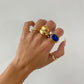 Gold Blue Gemstone Ring, chunky gold ring, statement rings gold, thick agate ring, gold filled ring, chunky gold band agate, minimalist ring