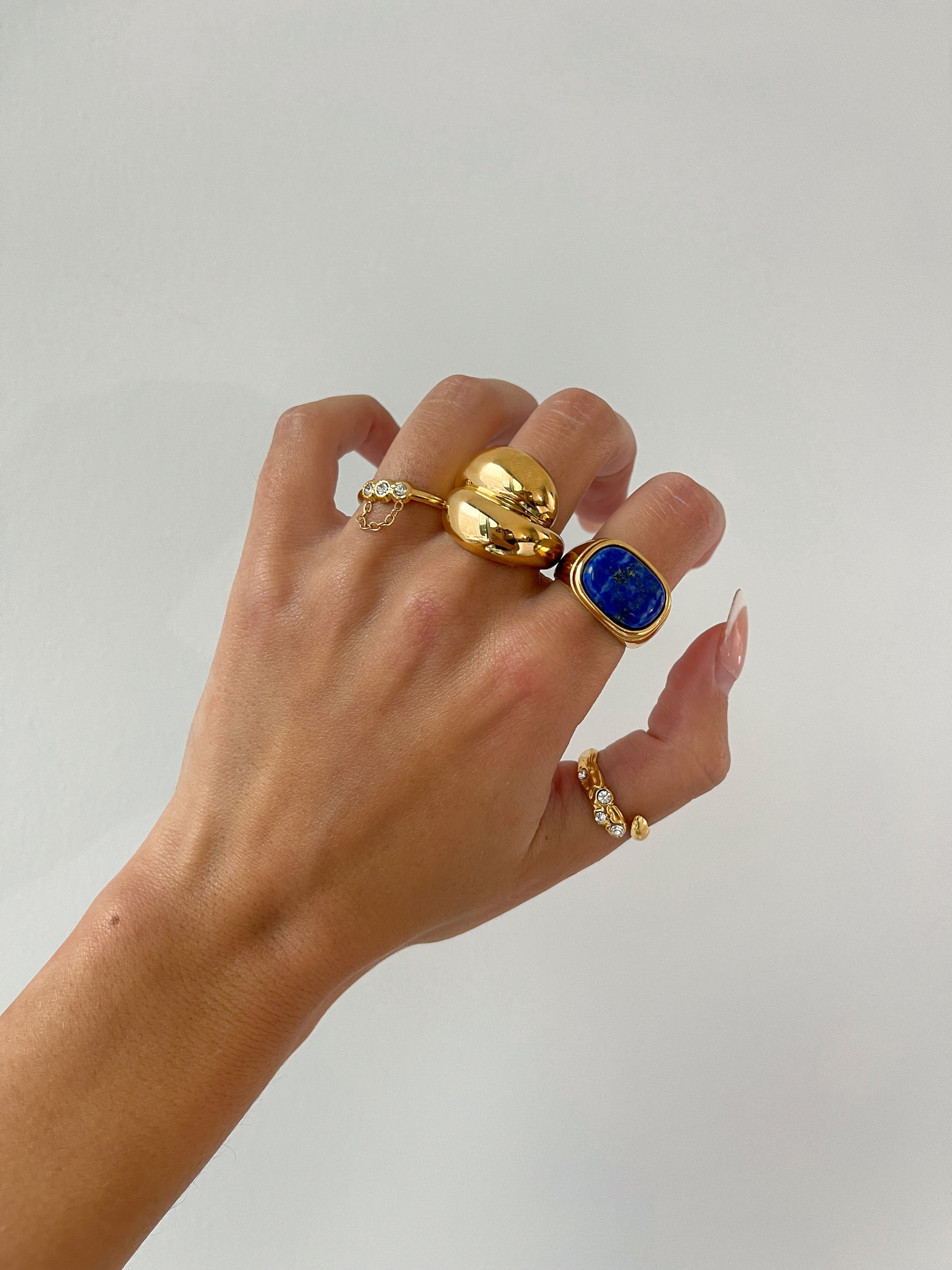 Gold Blue Gemstone Ring, chunky gold ring, statement rings gold, thick agate ring, gold filled ring, chunky gold band agate, minimalist ring