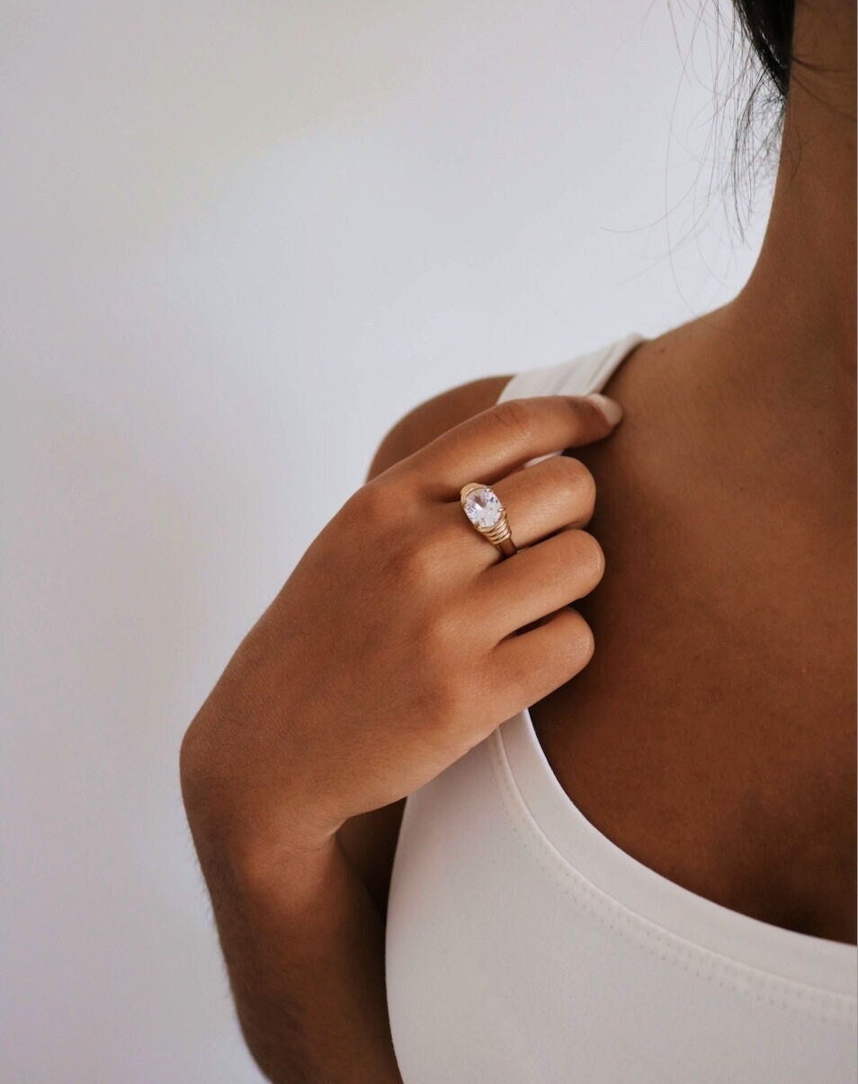 Chunky Gold Ring, thick gold ring, statement dome ring, signet ring, everyday ring, gold filled ring, wide gold ring minimalist ring vintage