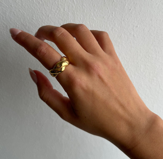 Minimalist dome ring, chunky gold ring, wavy gold dome ring, statement ring, stackable dome ring gold filled everyday ring, gift for her